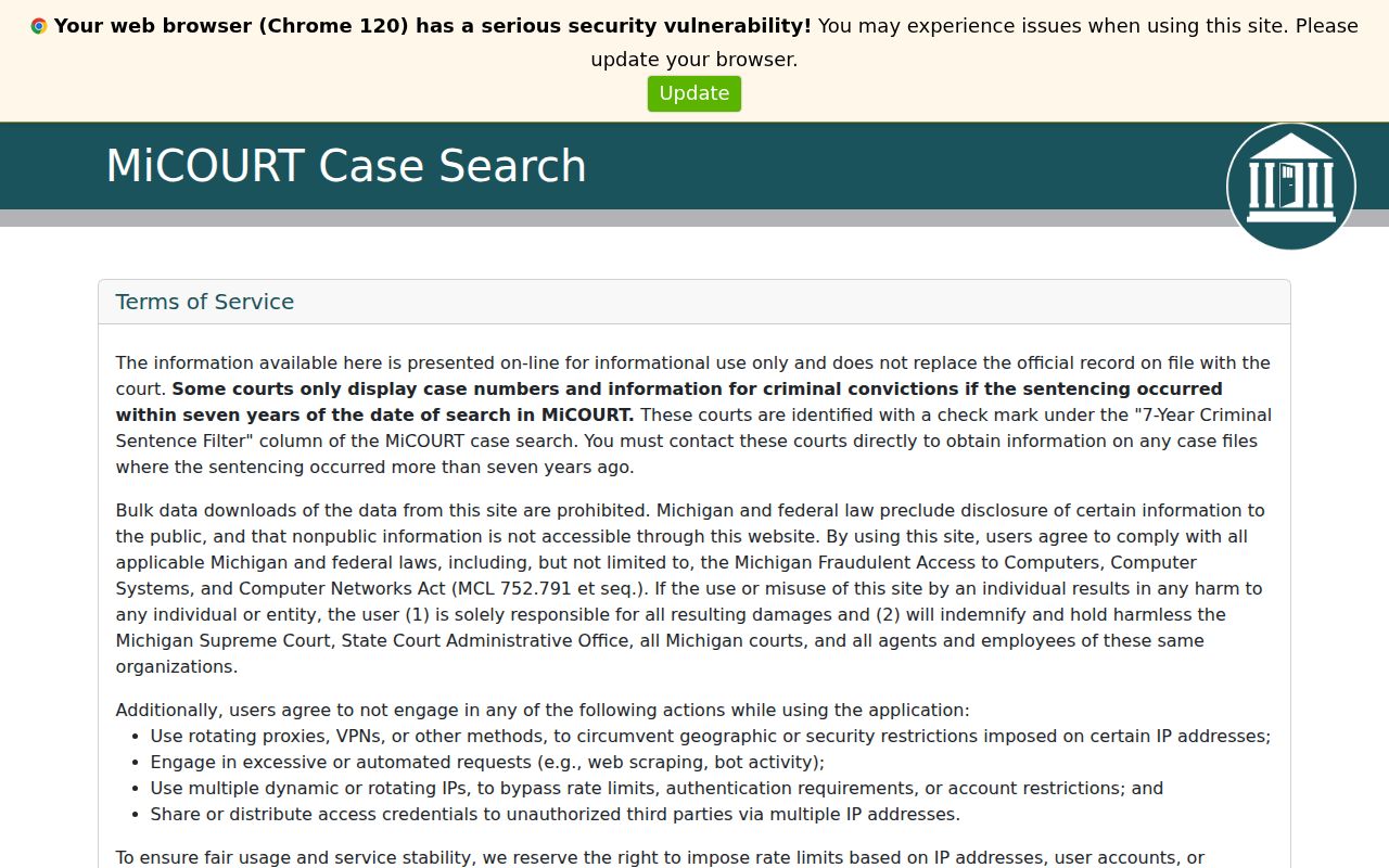 Lake County case lookup MiCOURT public court selector