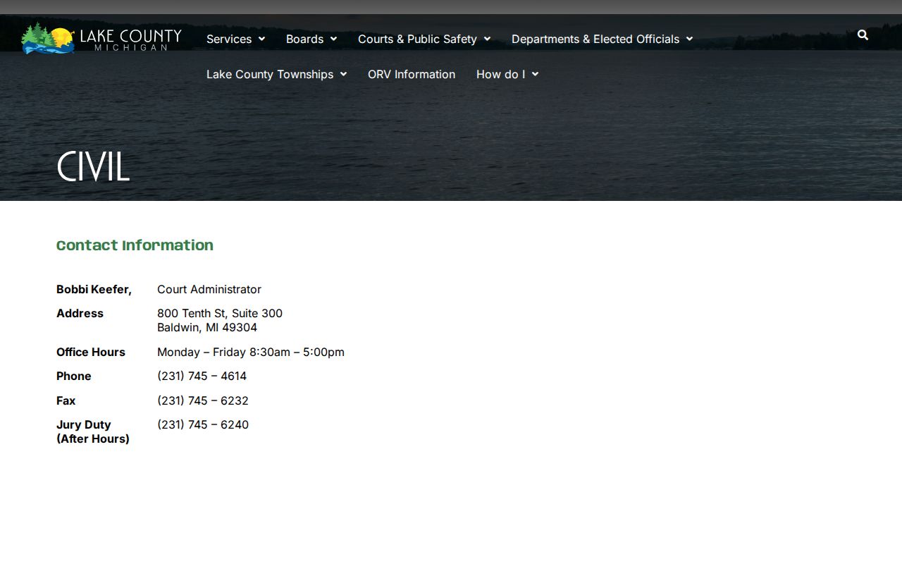 Lake County civil docket Circuit Court contact information