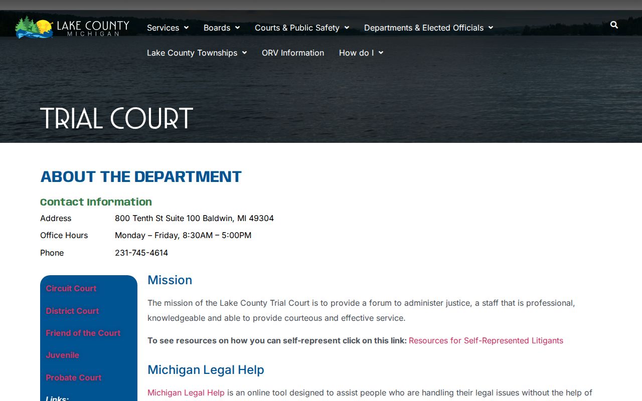 Lake County court dates and Trial Court division links