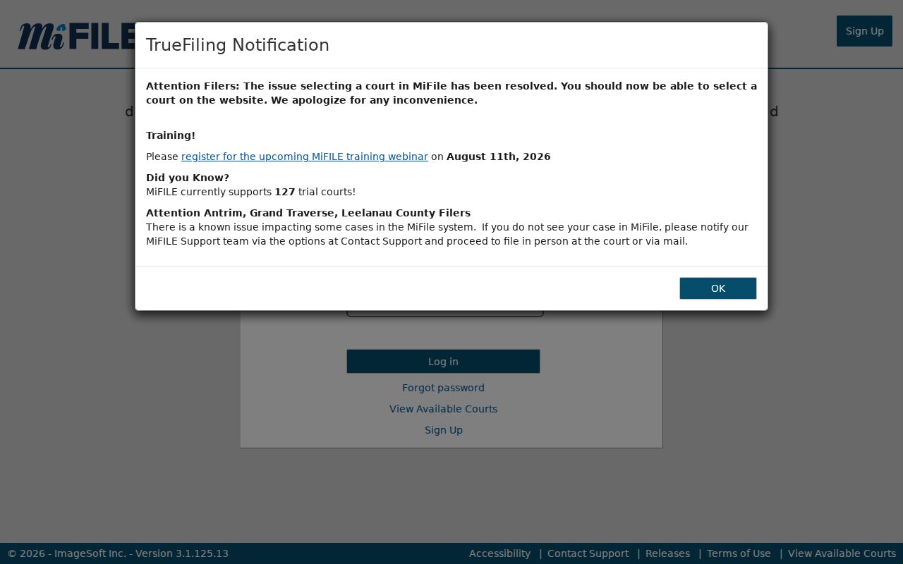 Luther court docket MiFILE filing source