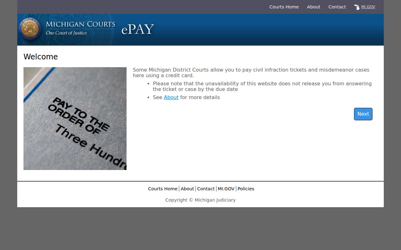 Lake County traffic court record state ePayment availability notice